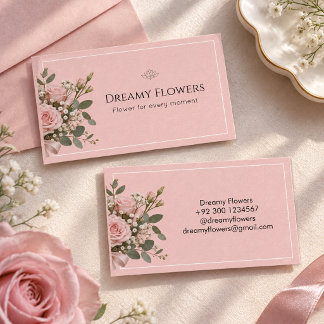Carte De Visite Entreprise de fleurs esthétique de couleur rose