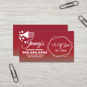 Carte De Visite Entreprise de lavage sous pression Dégradé rouge B