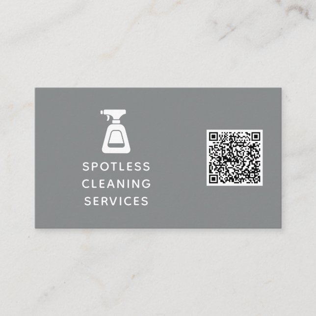 Carte De Visite Entreprise de nettoyage QR Code Spray bouteille Gr (Devant)