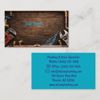 Carte De Visite Entreprise de plomberie en bois rustique pour les