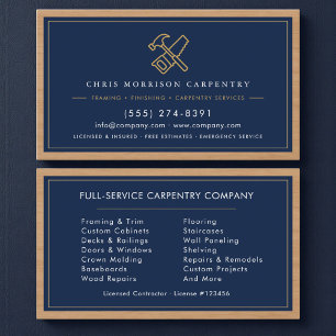 Carte De Visite Entreprise de services de menuiserie bois