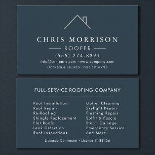 Carte De Visite Entreprise de Toiture Moderne Blue Silver Toiture