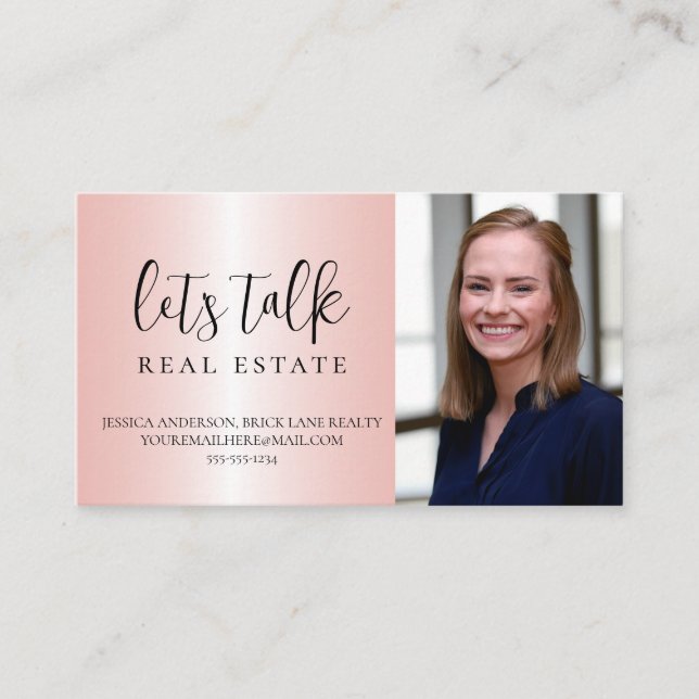 Carte De Visite Entreprise immobilière en métal rose (Devant)