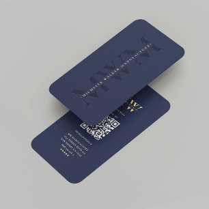 Carte De Visite Entreprise moderne Monogramme Blue Professional