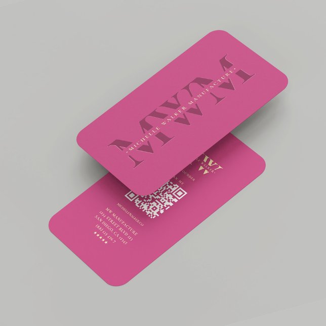 Carte De Visite Entreprise moderne Pink Monogramme Marketing (Modern Company Pink Gold Monogram Marketing Business Card
)