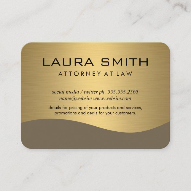Carte De Visite Entreprise / Or métal élégant (Devant)
