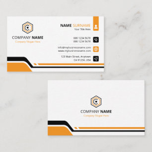 Carte De Visite Entreprise Orange et Blanc Propre et Moderne