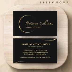 Carte De Visite Entreprise professionnelle Black and Gold personna