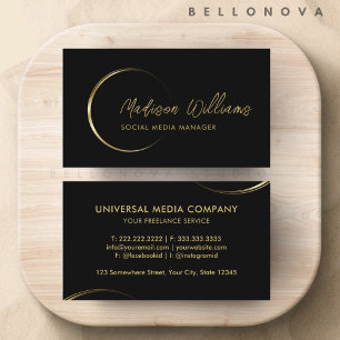 Carte De Visite Entreprise professionnelle Black and Gold personna