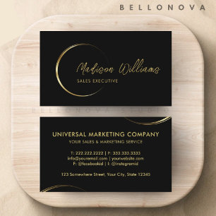 Carte De Visite Entreprise professionnelle Black and Gold personna