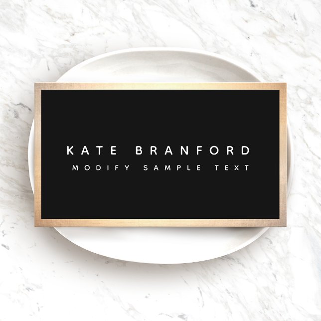 Carte De Visite Entreprise professionnelle moderne Black Gold Fron (Créateur téléchargé)