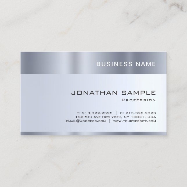 Carte De Visite Entreprise Simple Modèle Silver Créer votre propre (Devant)