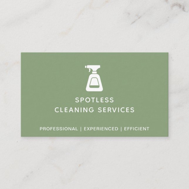 Carte De Visite Entreprises de nettoyage Spray bouteille Sage vert (Devant)