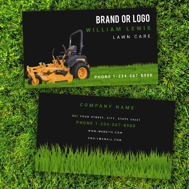 Carte De Visite Entretien de la pelouse Logo d'entreprise de remor (Lawn Care Simple Landscaping Mowing Business Logo Business Card)
