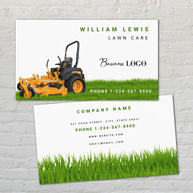 Carte De Visite Entretien de la pelouse Logo d'entreprise de remor (Lawn Care Simple Landscaping Mowing Business Logo Business Card)