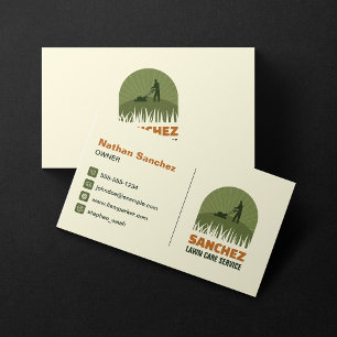 Carte De Visite Entretien de pelouse de jardinage vert beige profe