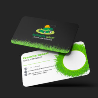 Carte De Visite Entretien de pelouse et aménagement paysager vert 