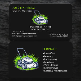 Carte De Visite Entretien de pelouse et service Black Green