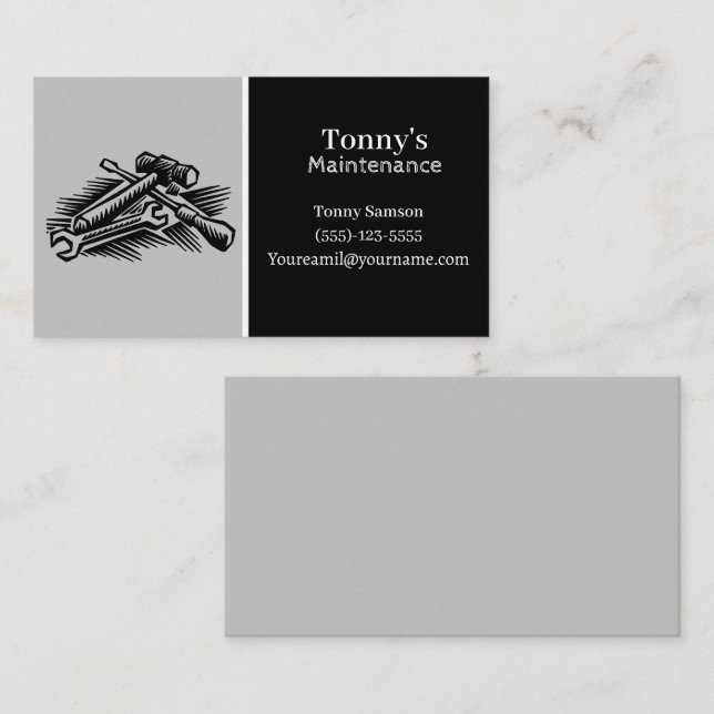 Carte De Visite Entretien Professionnel Et Carpentier Avec Outils (Devant / Derrière)