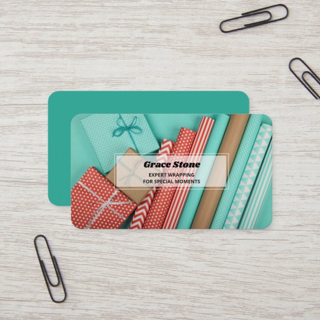 Carte De Visite Enveloppement de cadeaux (Devant/Arrière en situation)