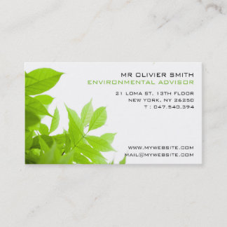 Carte de visite environnement et nature. Ton vert