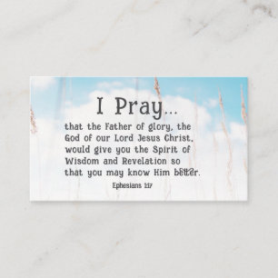 Carte De Visite Éphésiens 1:17 Prière biblique pour la révélation 