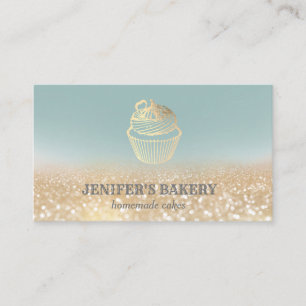 Carte De Visite Épicerie d'or moderne cupcake boulangerie maison