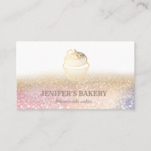 Carte De Visite Épicerie d'or moderne cupcake boulangerie maison