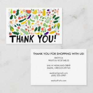 Carte De Visite Épicerie Fruits Légume Colorful Merci Order