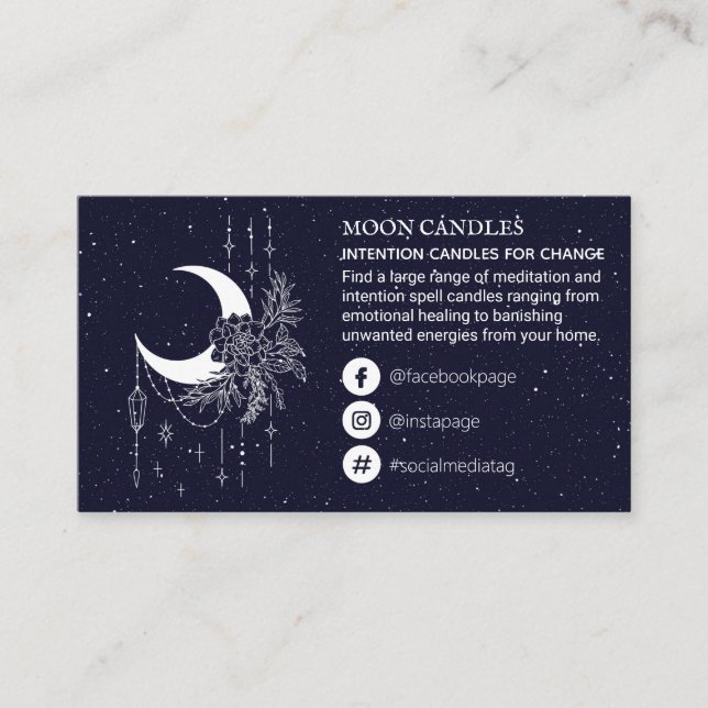 Carte De Visite Épidémie de bougie de la Lune du ciel étoilé (Devant)