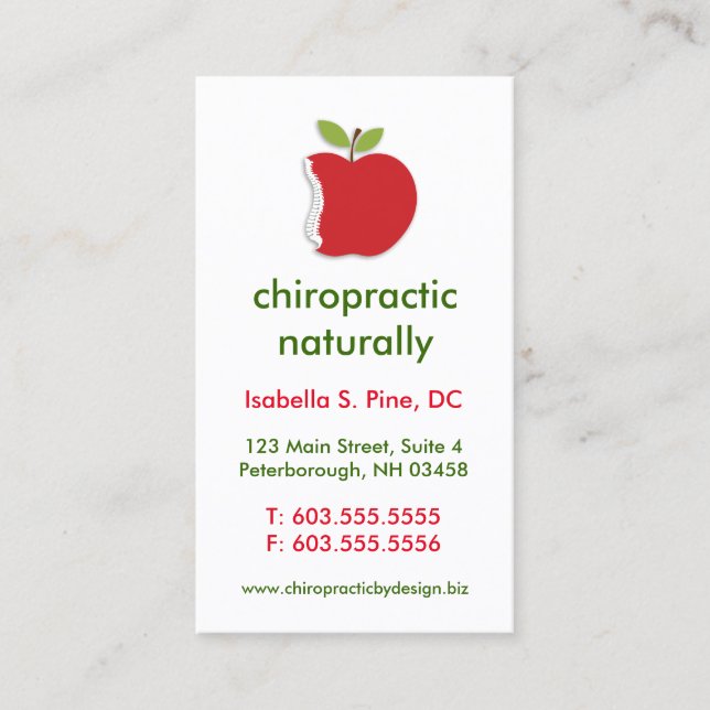 Carte De Visite Épine/cartes de visite verticaux chiropractie (Devant)