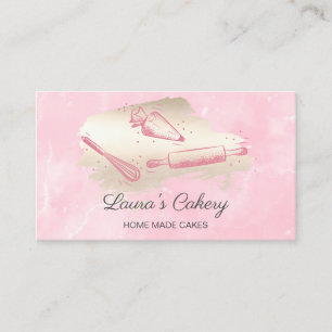 Carte De Visite épingle à rouler & whisky cupcake boulangerie rose