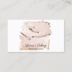 Carte De Visite épingle à rouler & whisky cupcake boulangerie rose
