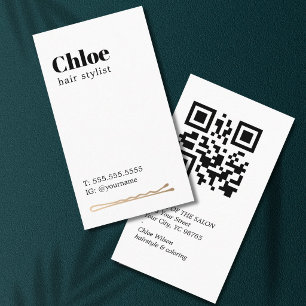 Carte De Visite Épingles à cheveux modernes noires et blanches dor