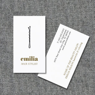 Carte De Visite Épinglette de cheveux minimaliste blanche or antiq