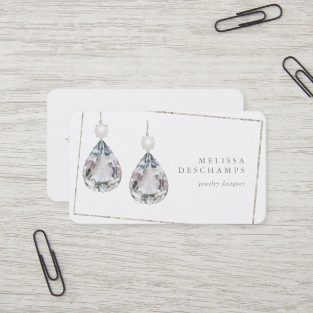 Carte De Visite Épouser la boucle d'oreille nuptiale de diamant (Devant/Arrière en situation)