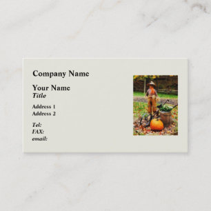 Carte De Visite Épouvantail et Citrouille