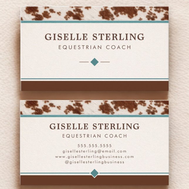 Carte De Visite Equestrian Coach Rustic Cowhide Western (Créateur téléchargé)