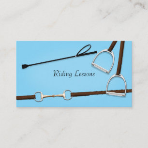 Carte De Visite Équitation Crop & Horse Tack Bleu Equestre