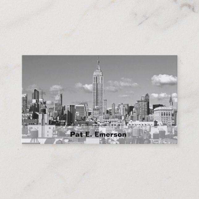 Carte De Visite ESB NYC Skyline Clouds Puffy BW (Devant)