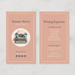 Carte De Visite escritora máquina de escribir vintage retro coral