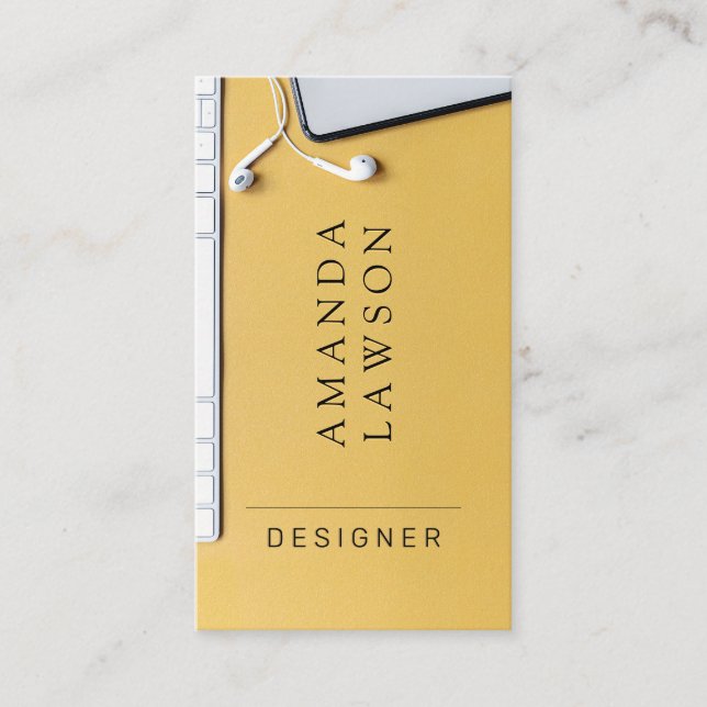 Carte De Visite Espace de travail du concepteur jaune (Devant)