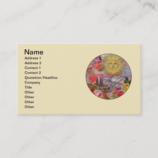 Carte De Visite Espagne Sunshine Espagnol Travel Art (Devant)