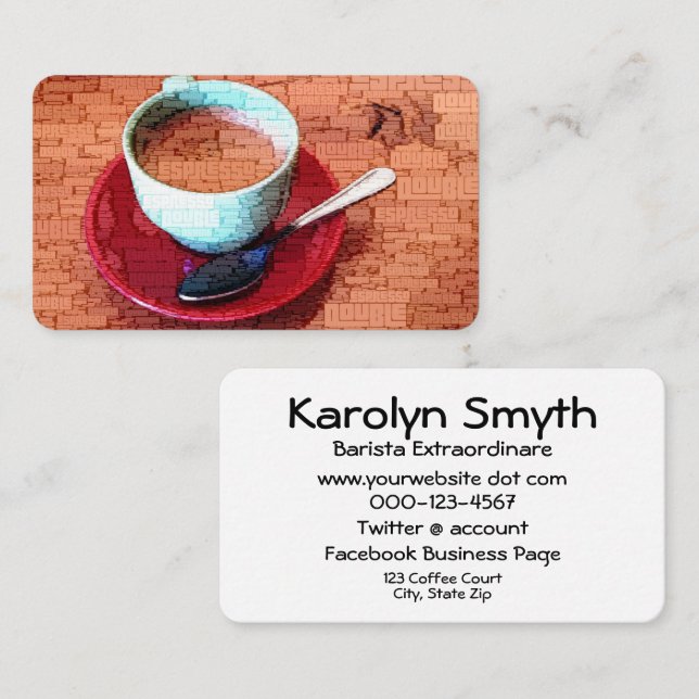 Carte De Visite Espresso Coffee Typographie Coupe Cuillère Mot Clo (Devant / Derrière)