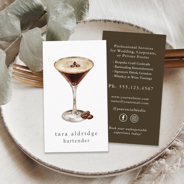Carte De Visite Espresso Martini Cocktail Bartender professionnel (Créateur téléchargé)