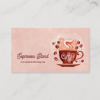 Carte De Visite Espresso Stand Coffee Shop Cup et haricots