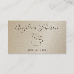 Carte De Visite Esquisse de Couple de Chats Or Professionnel