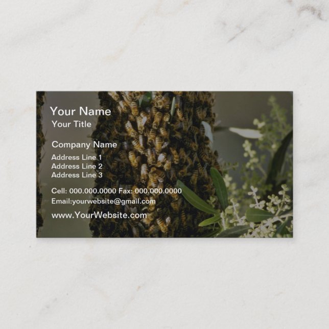 Carte De Visite Essaim d'abeille en fleurs de rose d'arbre (Devant)