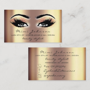 Carte De Visite Esthetician d'or de mèches de sourcils de