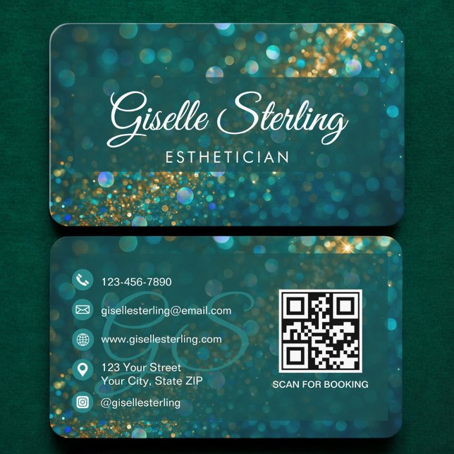 Carte De Visite Esthetician Green QR Code (Créateur téléchargé)